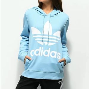 Womens adidas trefoil hoodie- light blue
